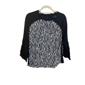 Cynthia Rowley Black and White Patterned Top Sz L